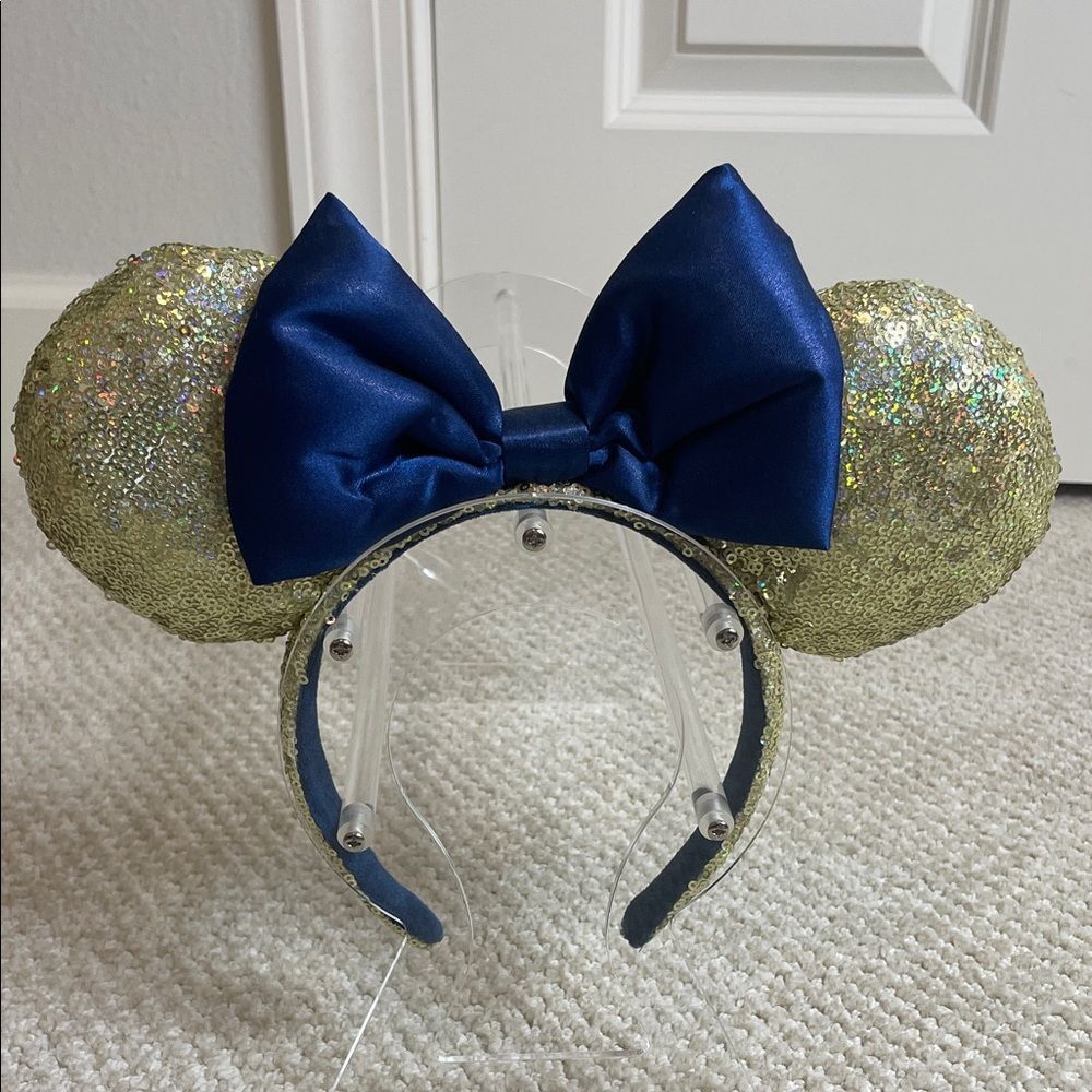 Sequin Disney Minnie Mouse Ears with Blue Bow
